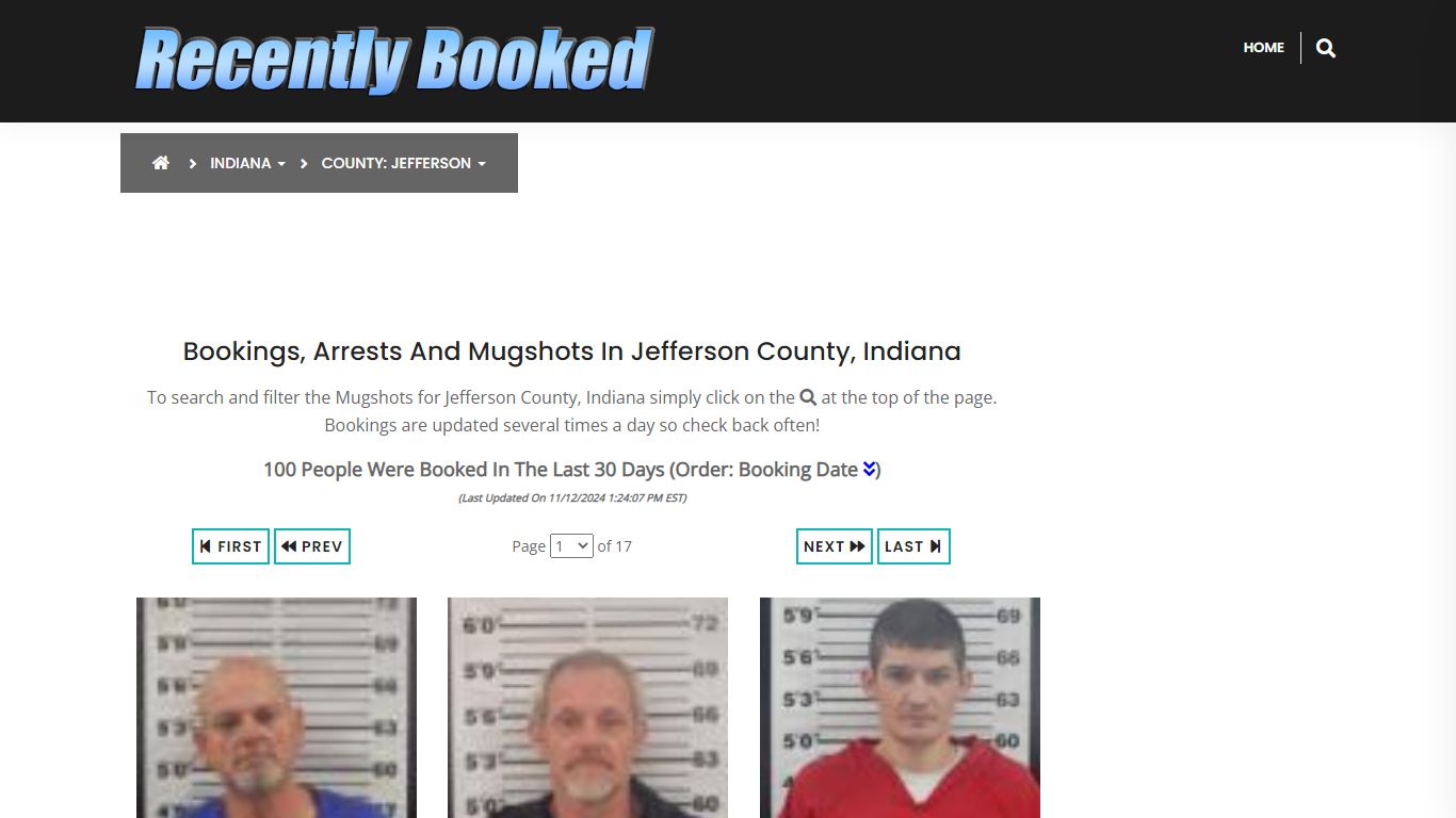 Bookings, Arrests and Mugshots in Jefferson County, Indiana