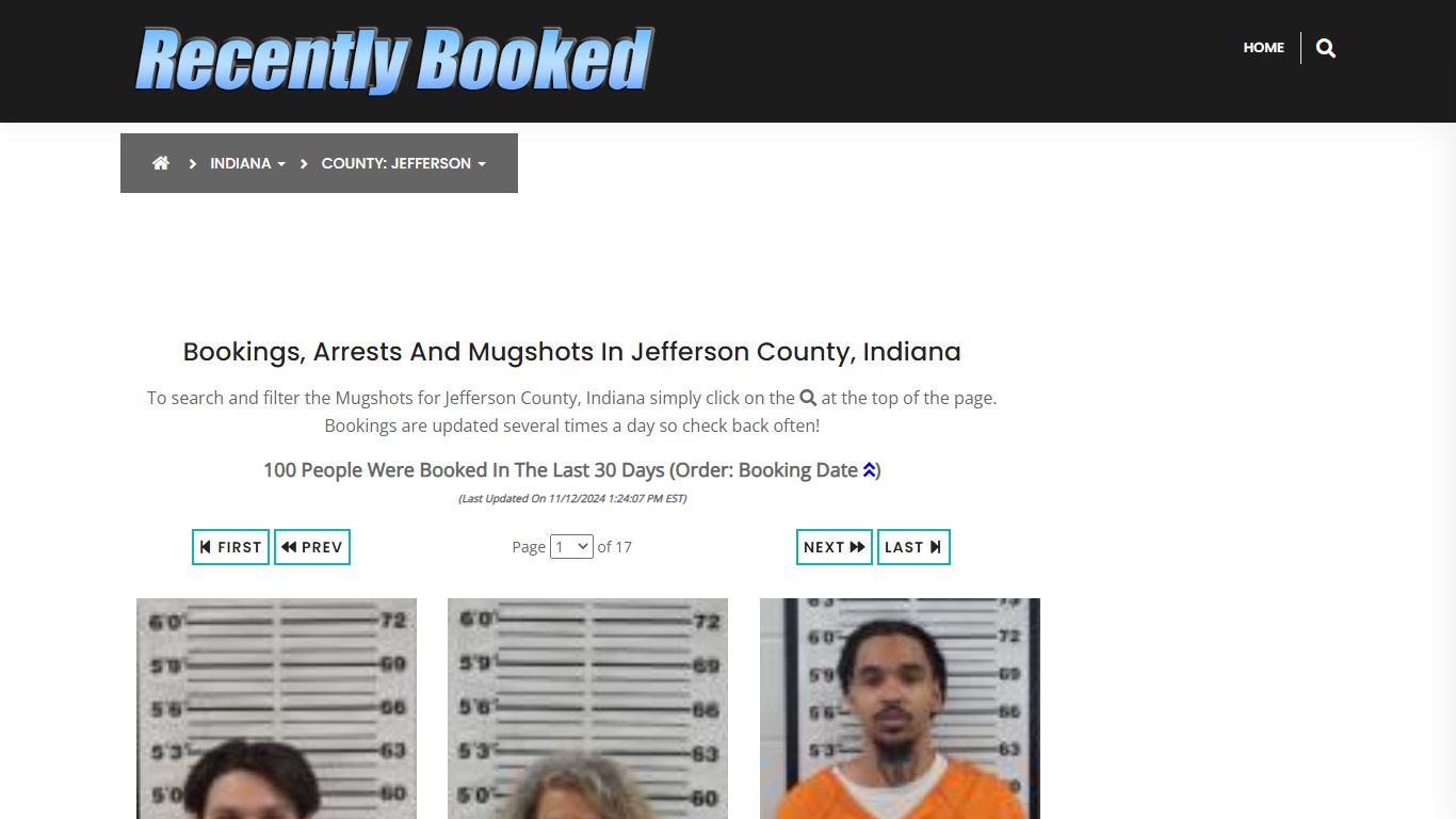 Bookings, Arrests and Mugshots in Jefferson County, Indiana